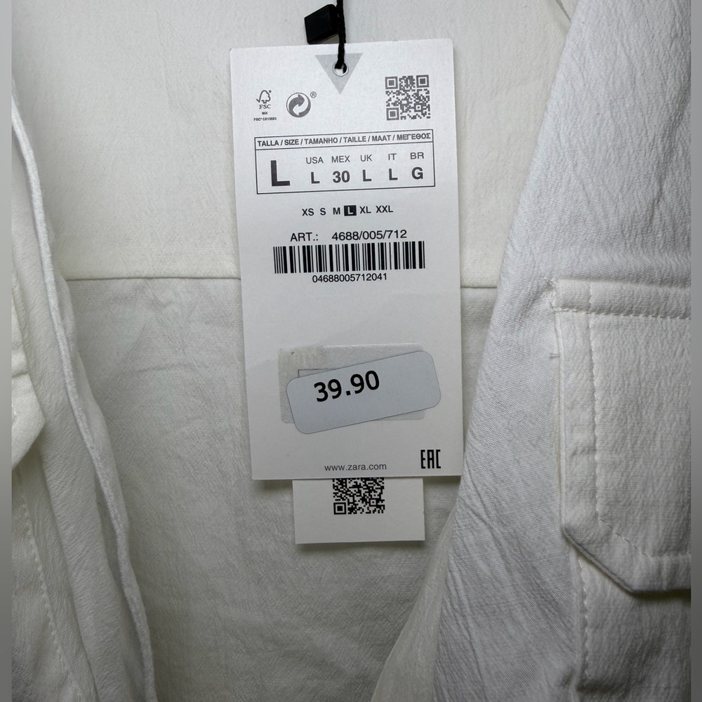 Zara Boxy Twist Hem White Collared Cropped Shirt - Picture 8 of 17